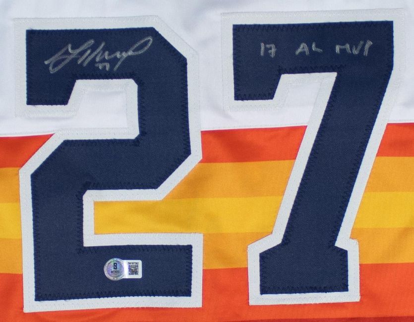 Jose Altuve Houston Signed Alternate White Baseball Jersey 17 AL MVP BAS