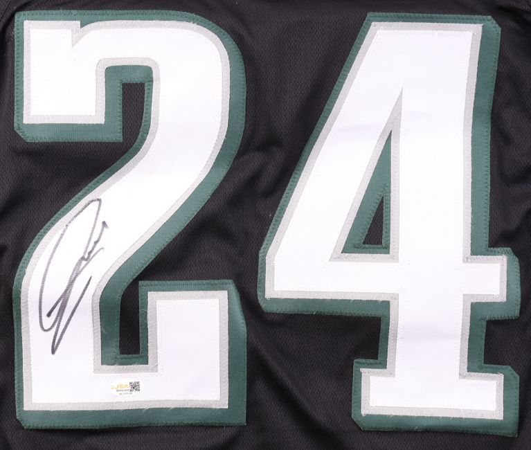 Andrew Mukuba Philadelphia Signed Black Pro Cut Football Jersey JSA QR Hologram