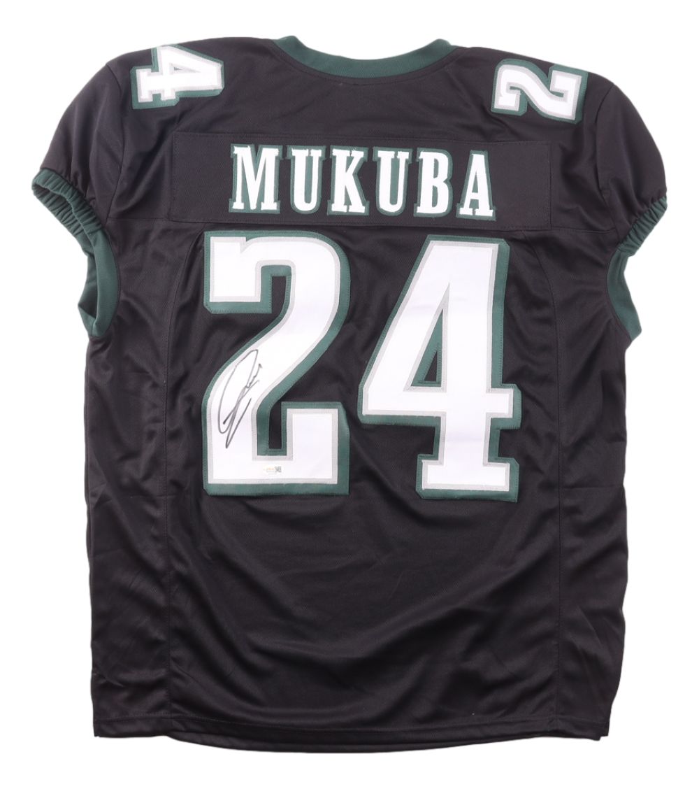 Andrew Mukuba Philadelphia Signed Black Pro Cut Football Jersey JSA QR Hologram