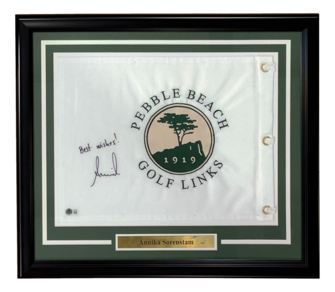 Annika Sorenstam Signed Framed Pebble Beach Golf Flag BAS