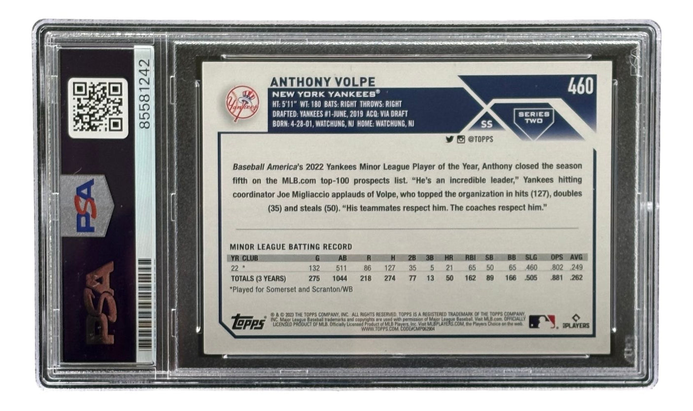 Anthony Volpe Signed 2023 Topps #460 New York Yankees Rookie Card PSA