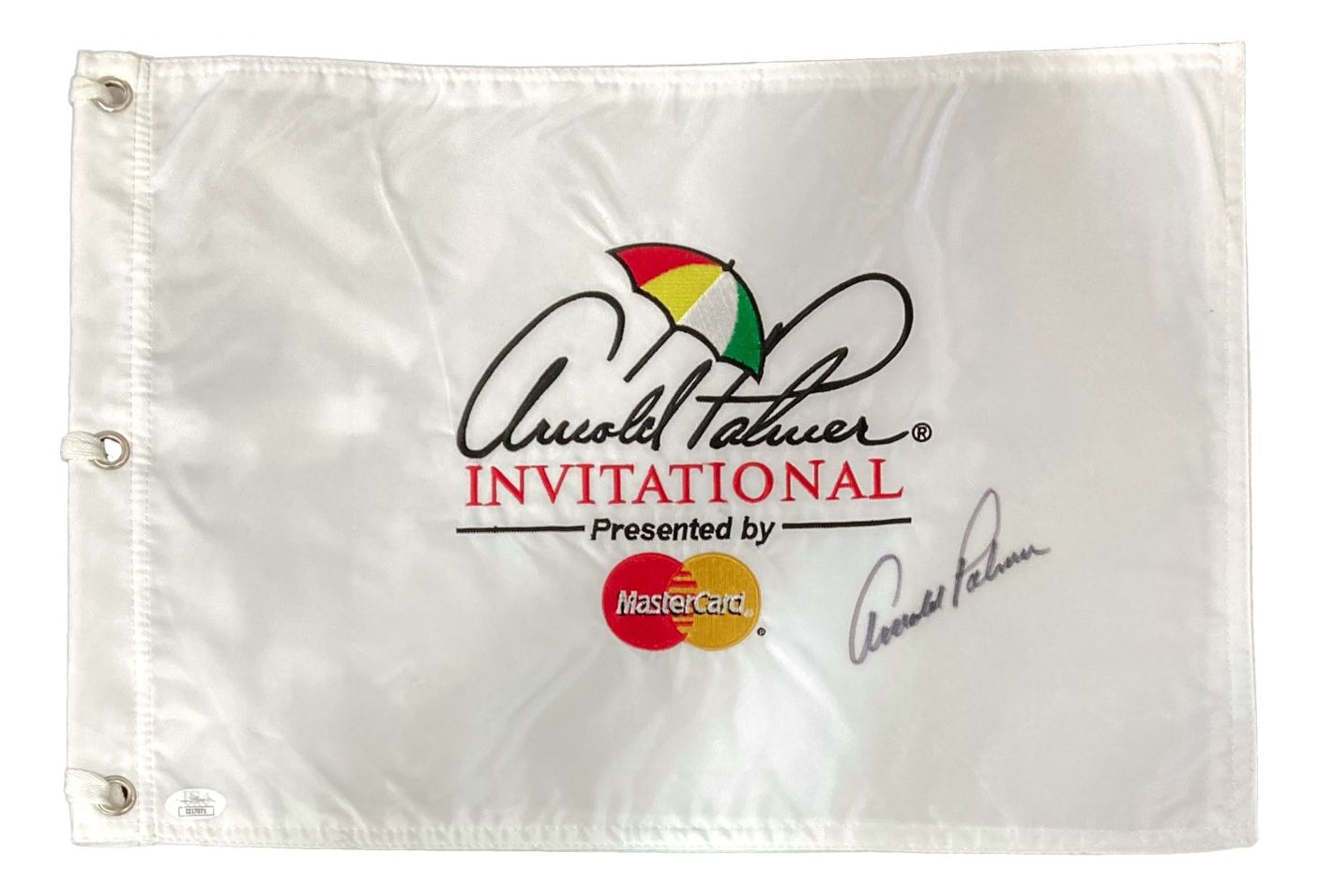 Arnold Palmer Signed Arnold Palmer Invitational White Golf Flag JSA LOA