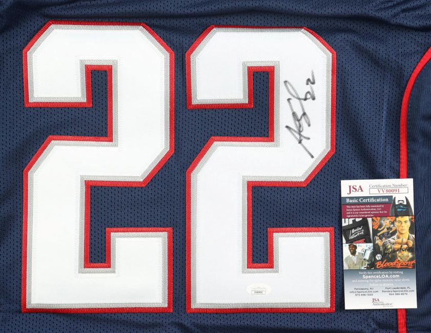 Asante Samuel New England Signed Blue Football Jersey JSA