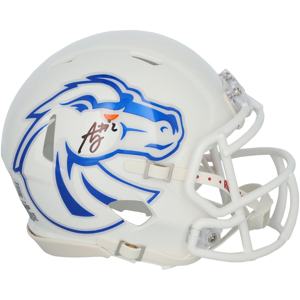 Ashton Jeanty Autographed Boise State Broncos White Alternate Speed Mini Helmet Fanatics