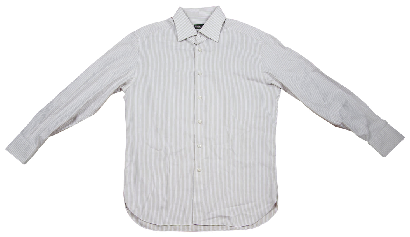 Broncos Peyton Manning '13 Press Conf Worn Zegna Custom Dress Shirt Photo Match