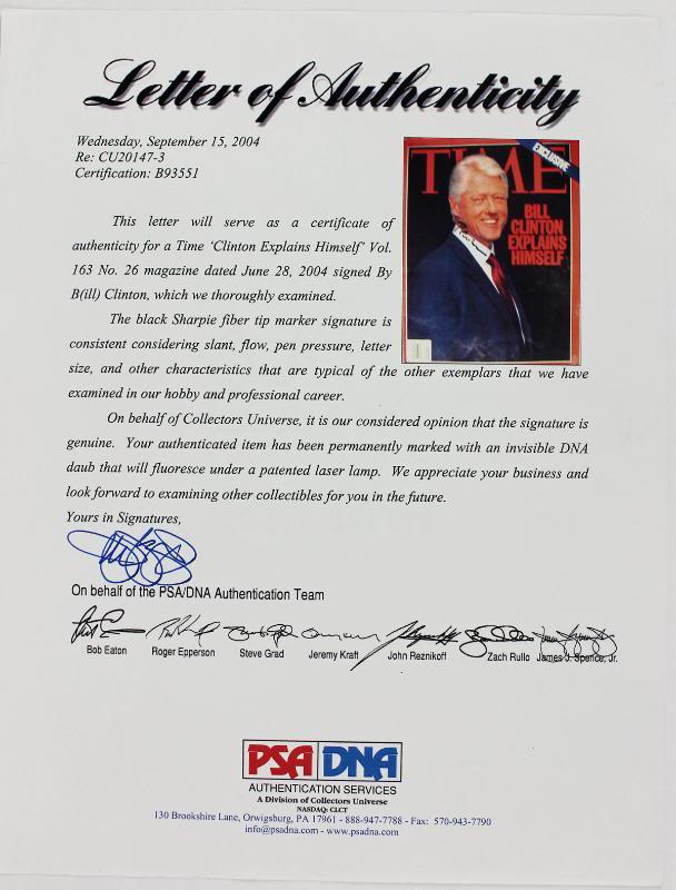 President Bill Clinton Authentic Signed 2004 Time Magazine PSA/DNA #B93551