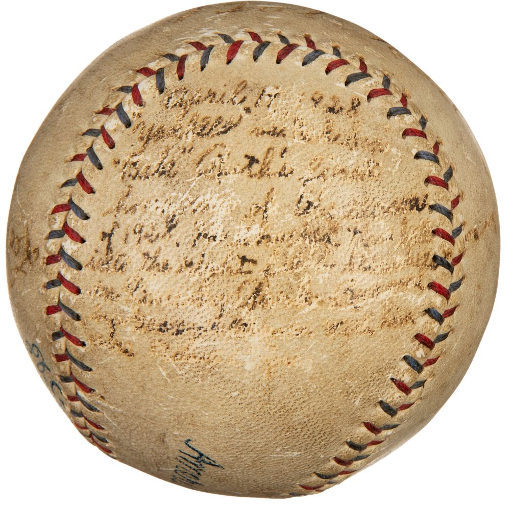 Babe Ruth New York Yankees Signed 1928 1st Home Run Baseball PSA+BAS