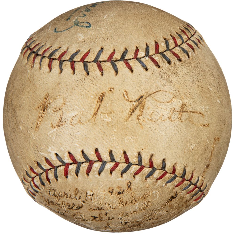 Babe Ruth New York Yankees Signed 1928 1st Home Run Baseball PSA+BAS
