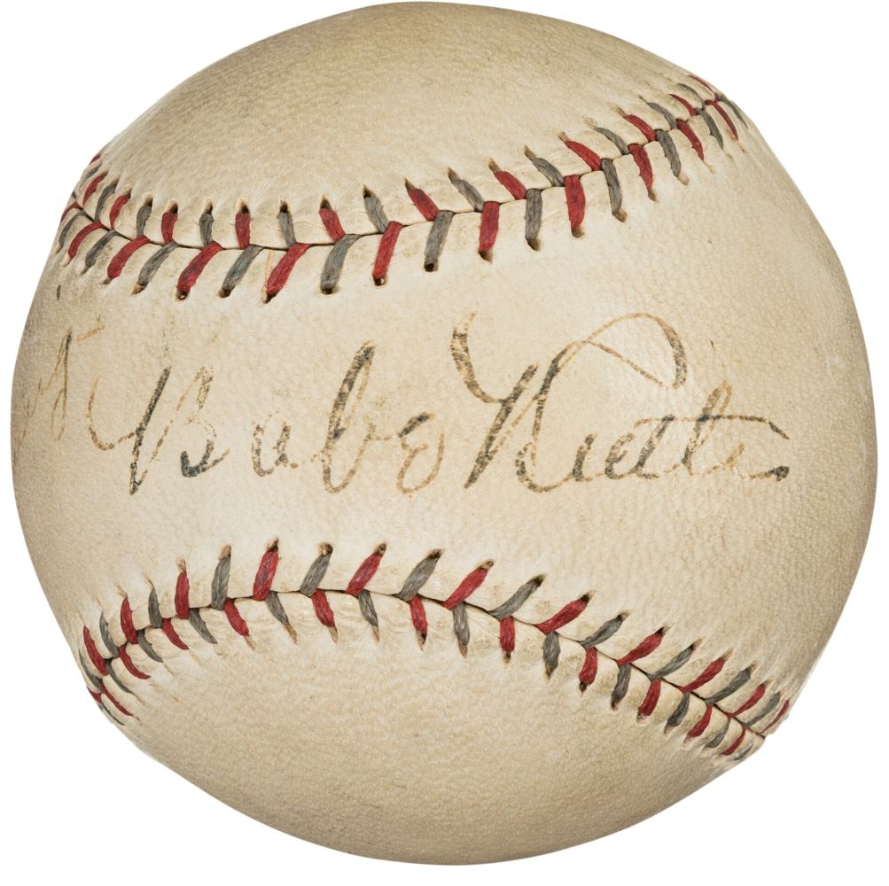 Babe Ruth Lou Gehrig New York Yankees Signed Spalding Baseball PSA AE07175
