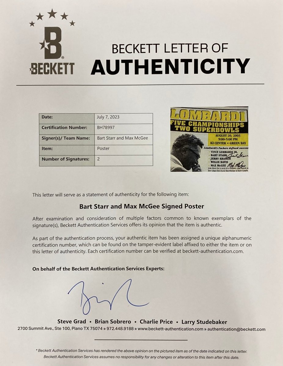 Bart Starr Max McGee Signed Framed 11x17 Green Bay Packers Event Photo BAS BH78997 - Sports Integrity