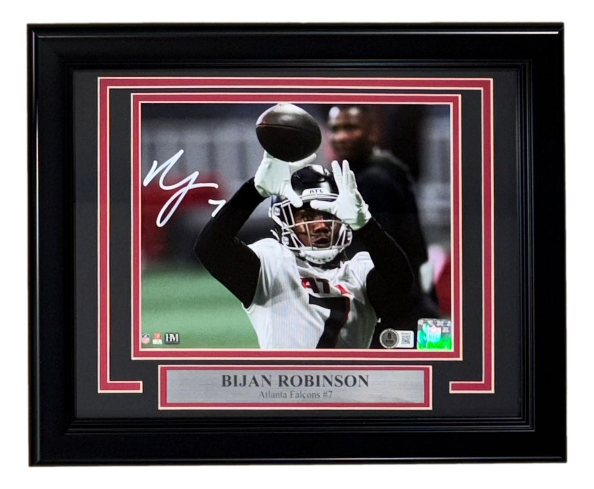 Bijan Robinson Signed Framed 8x10 Atlanta Falcons Catch Photo BAS
