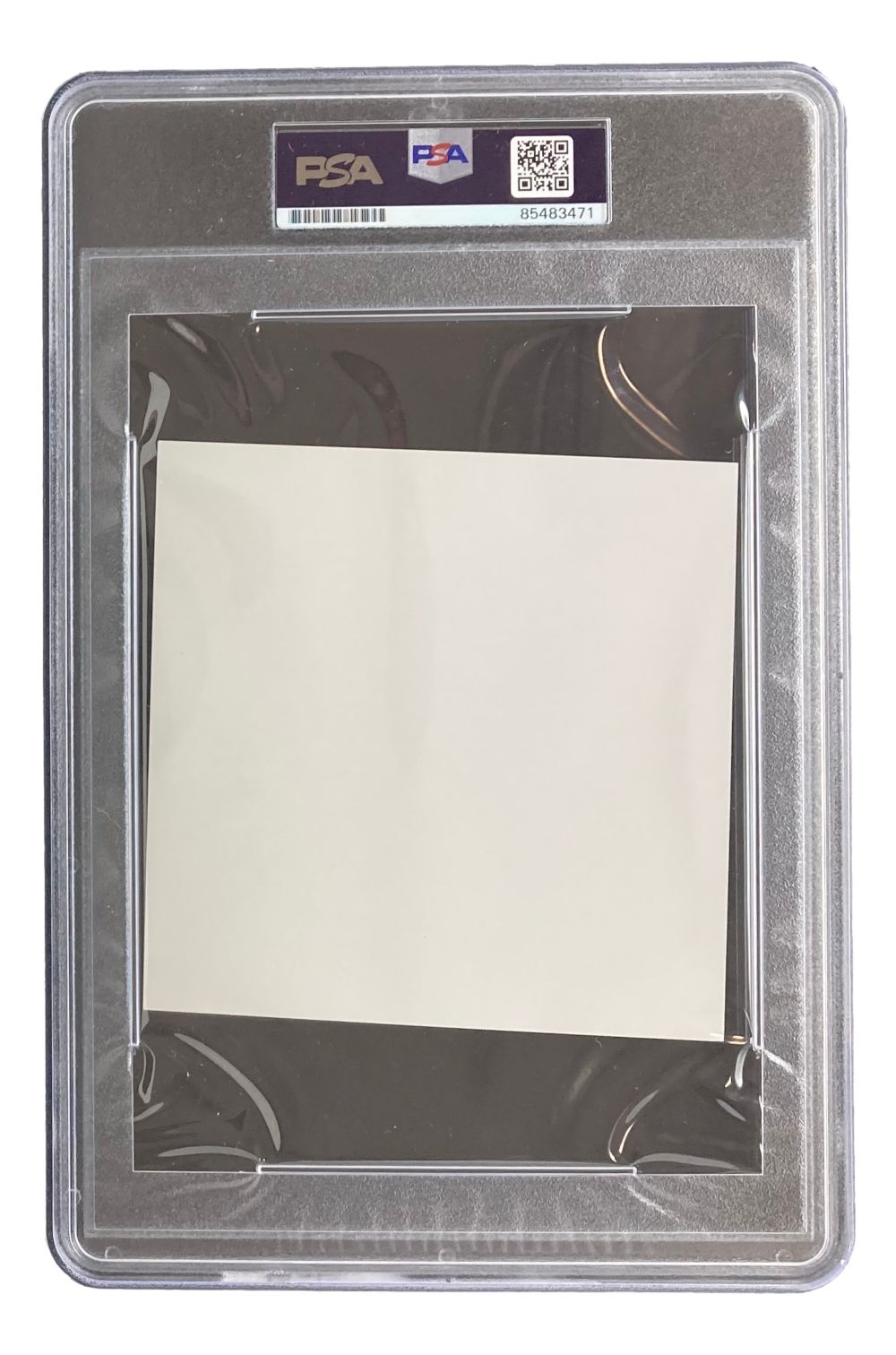 A Billie Eilish signed "Hit Me Hard And Soft" CD insert is encased in a clear, hard plastic PSA slab with ID labels, barcode, and QR code at the top. Brand: Sports Integrity.