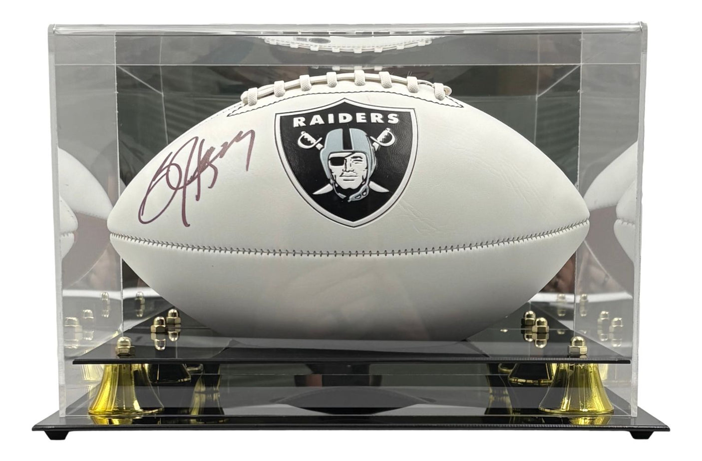 Bo Jackson Signed Oakland Raiders Logo Football BAS ITP w/ Case