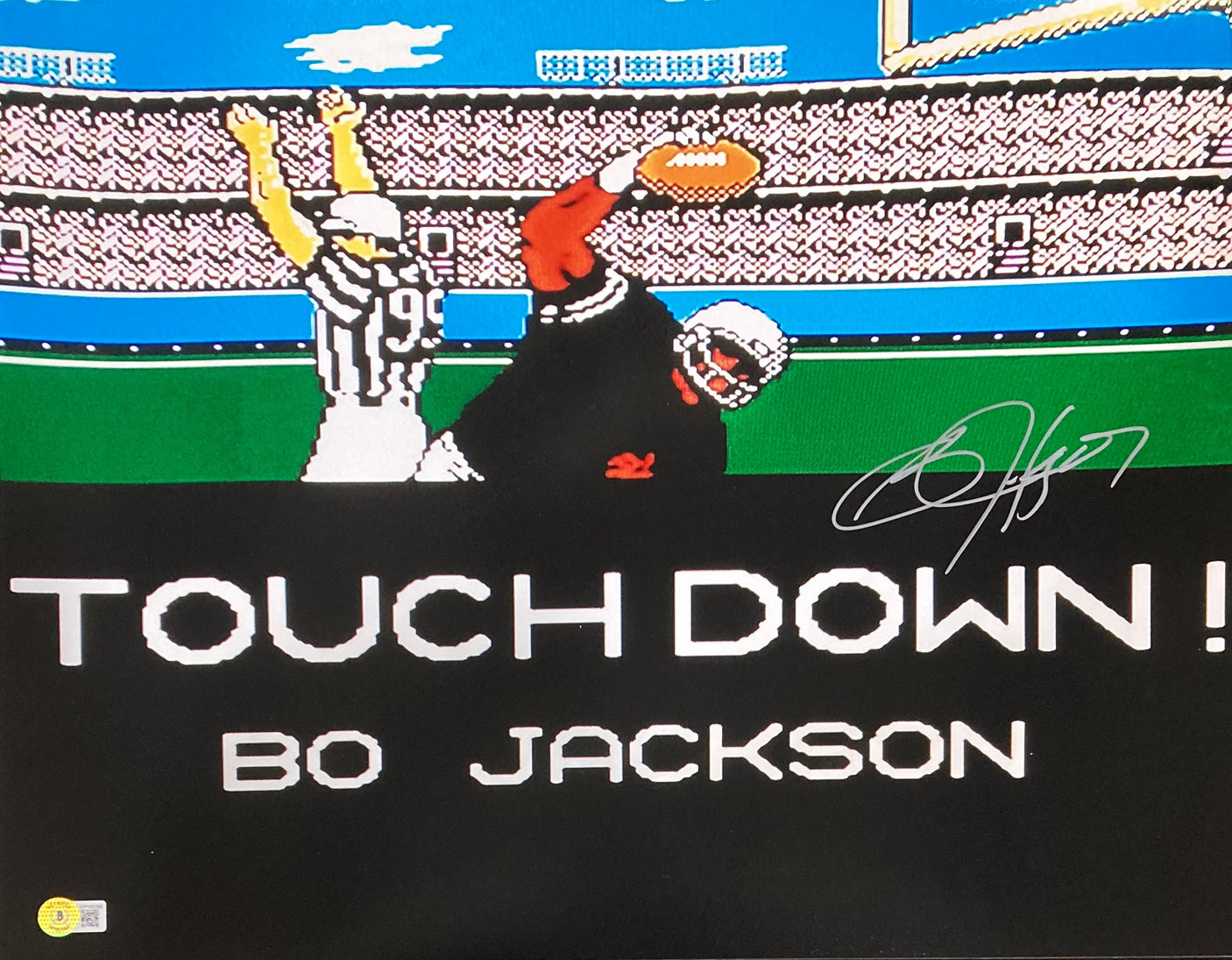 Bo Jackson Signed 16x20 Oakland Raiders Tecmo Bowl Photo BAS
