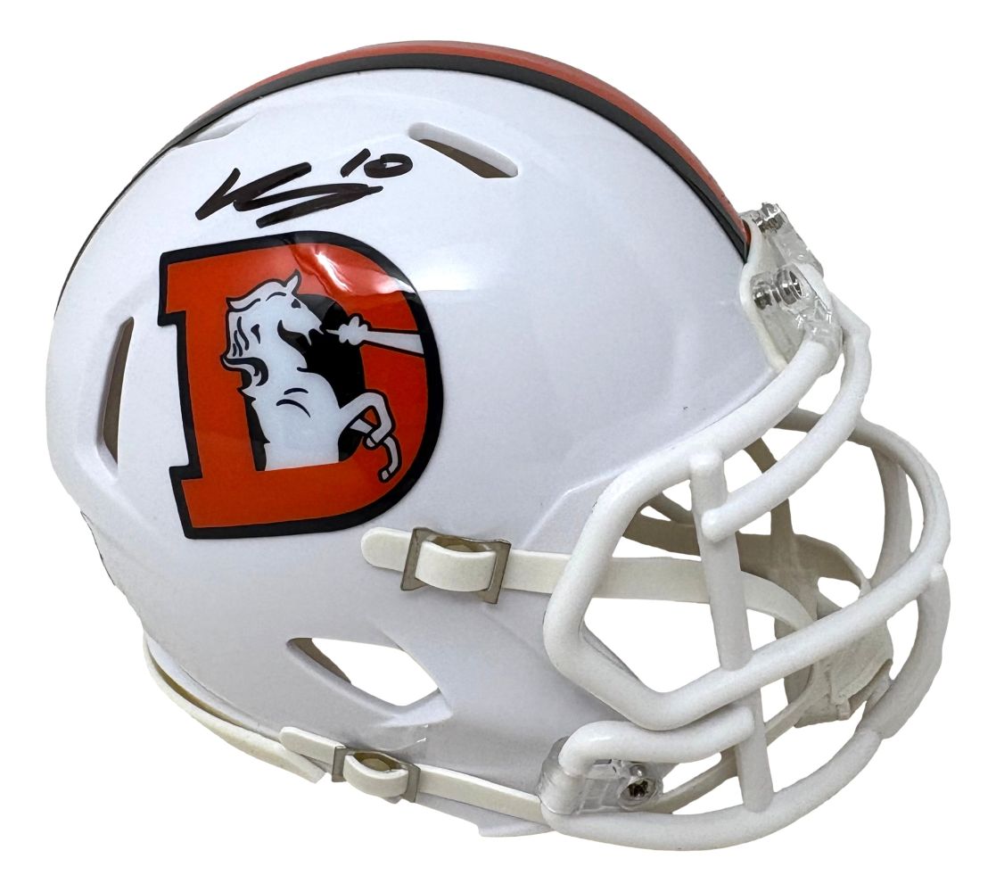 Bo Nix Signed Denver Broncos T/B White Mini Speed Helmet BAS