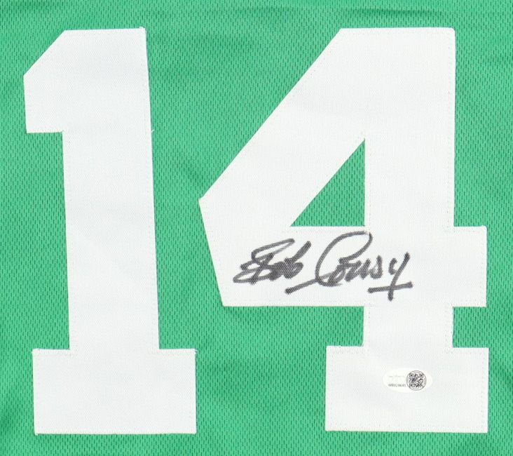 Bob Cousy Boston Signed Green Basketball Jersey JSA QR Hologram