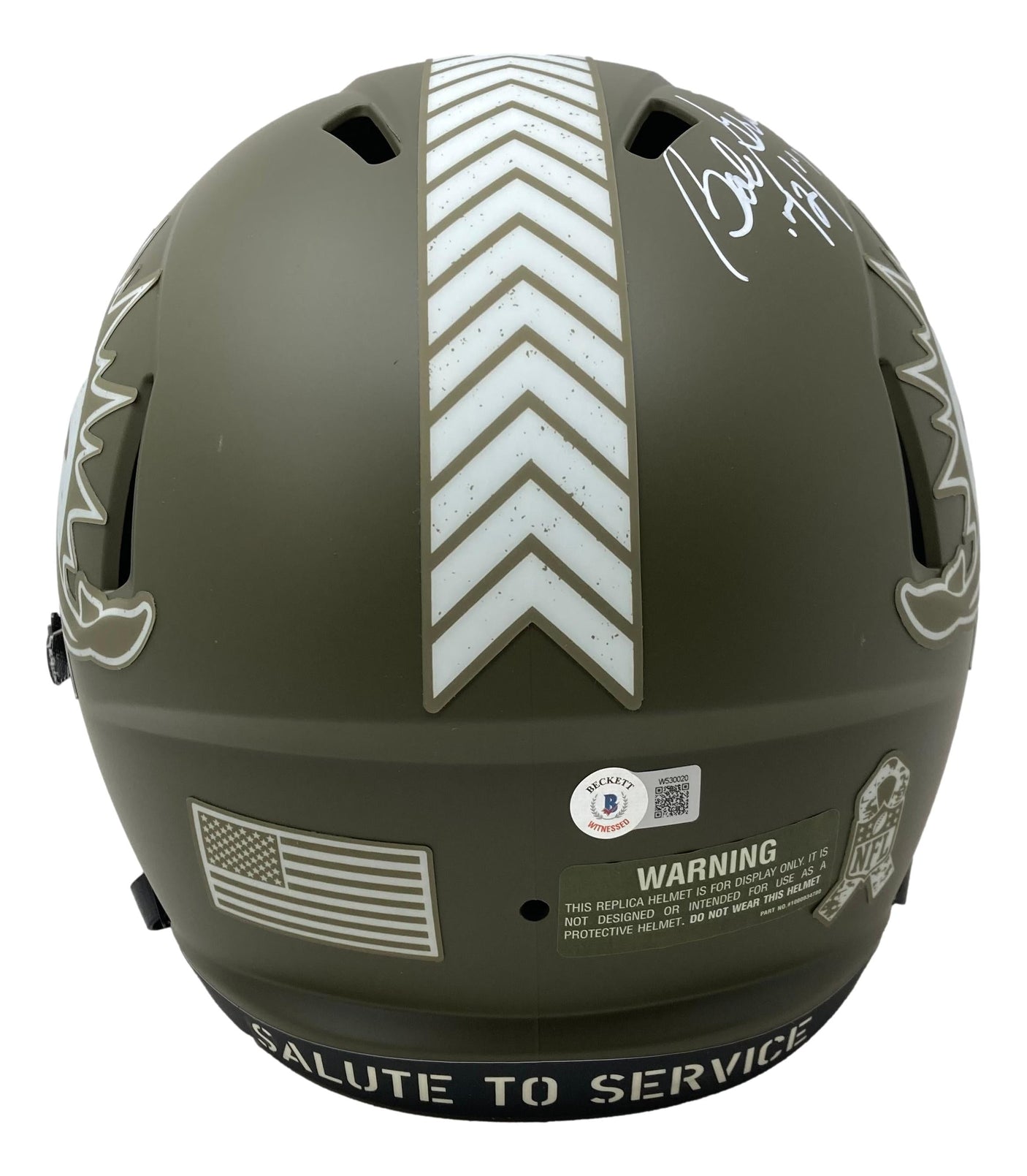 Bob Griese Signed Dolphins FS Salute To Service Speed Replica Helmet 72 17-0 BAS