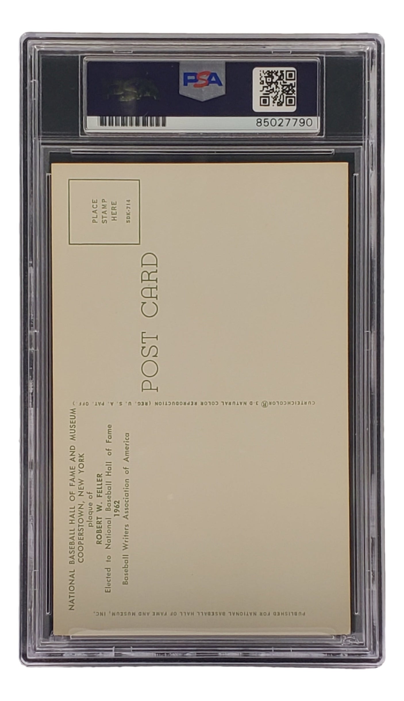 Bob Feller Signed 4x6 Cleveland Hall Of Fame Plaque Card PSA/DNA 85027790