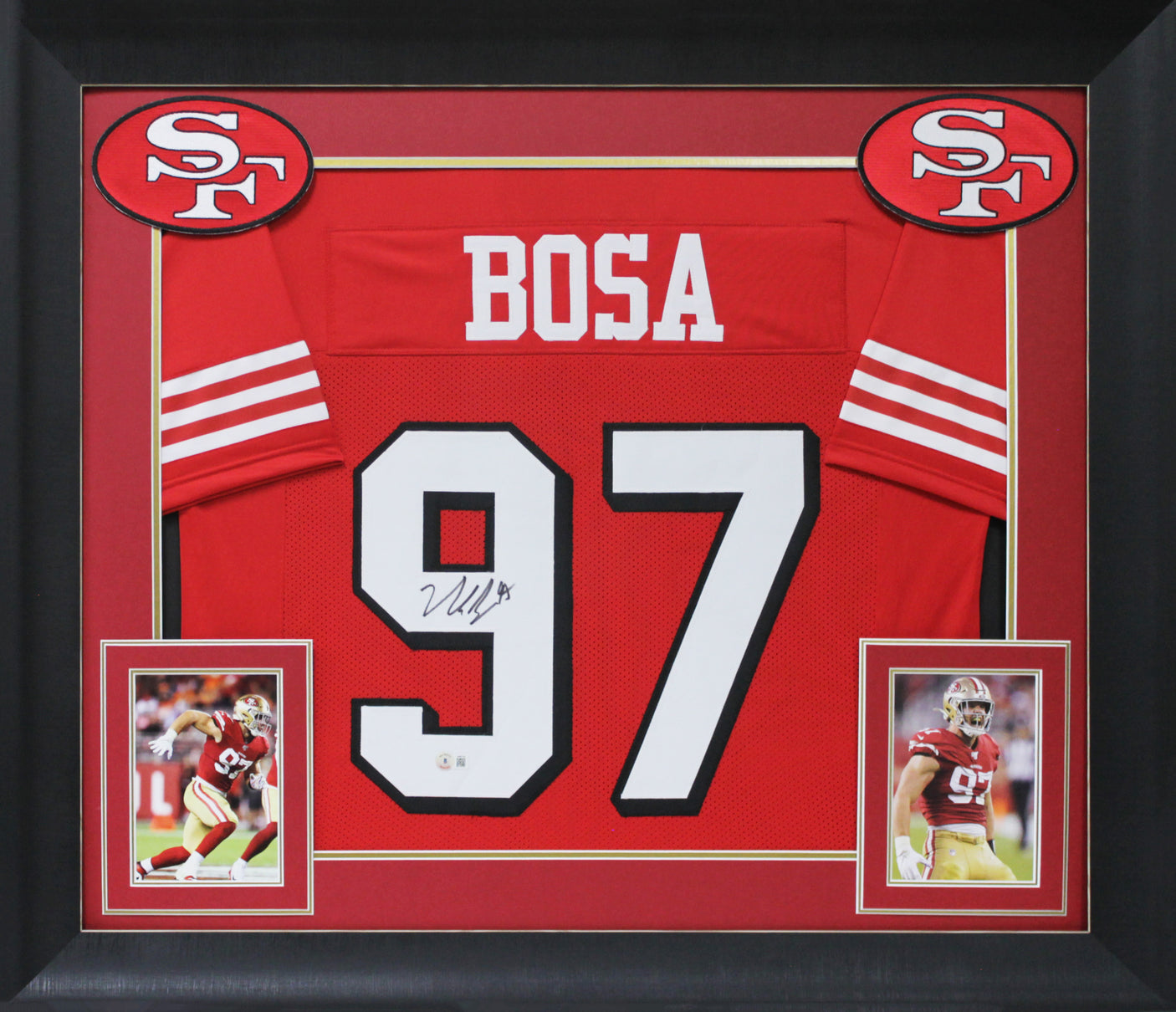 Nick Bosa Authentic Signed Red Pro Style Framed Jersey w/ Dropshadow BAS Witness