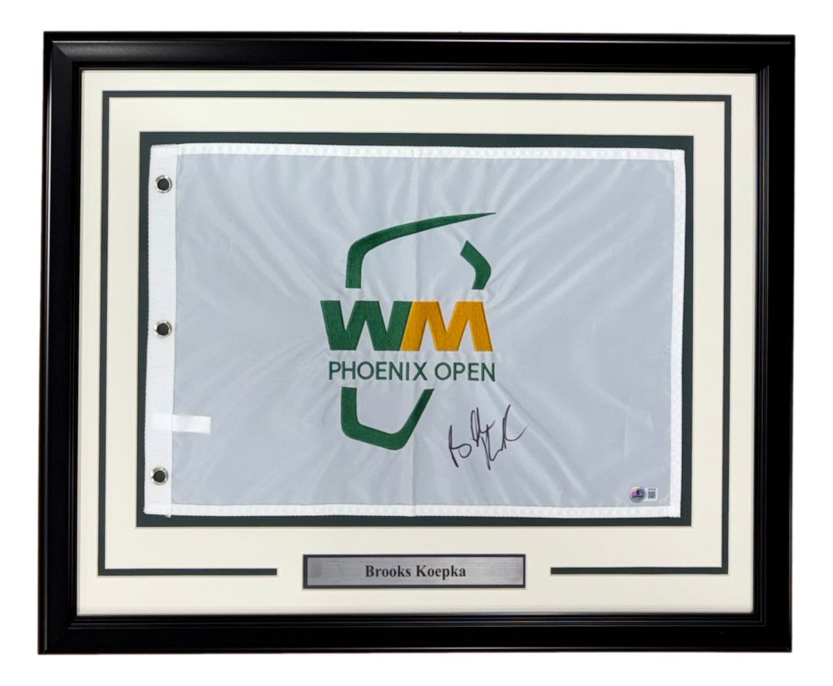 Brooks Koepka Signed Framed Phoenix Open Golf Flag BAS