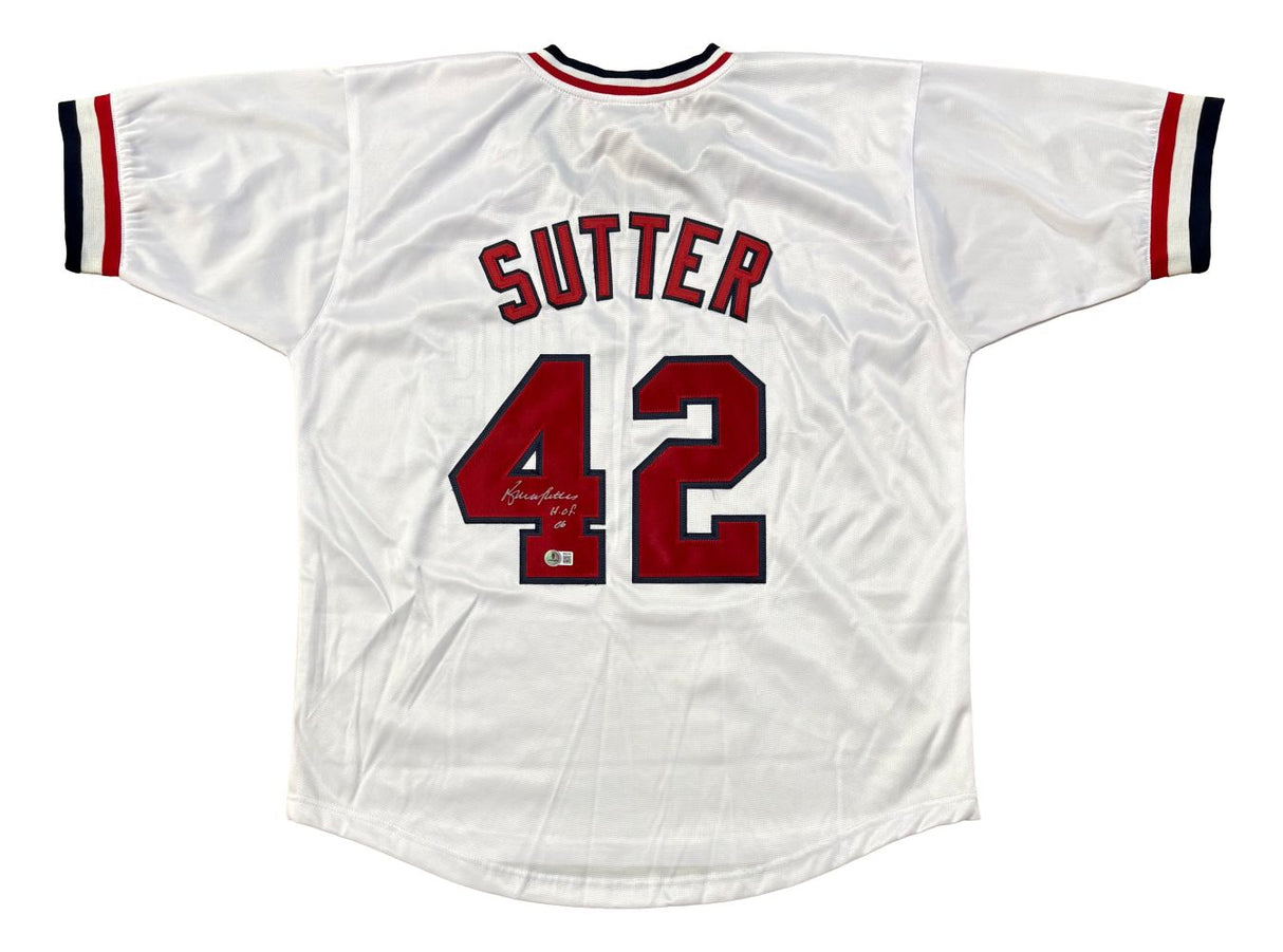Bruce Sutter St. Louis Signed White Baseball Jersey HOF 06 BAS