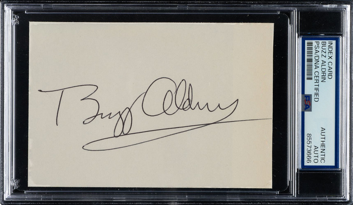 Buzz Aldrin Signed Slabbed 3x5 Index Card PSA/DNA