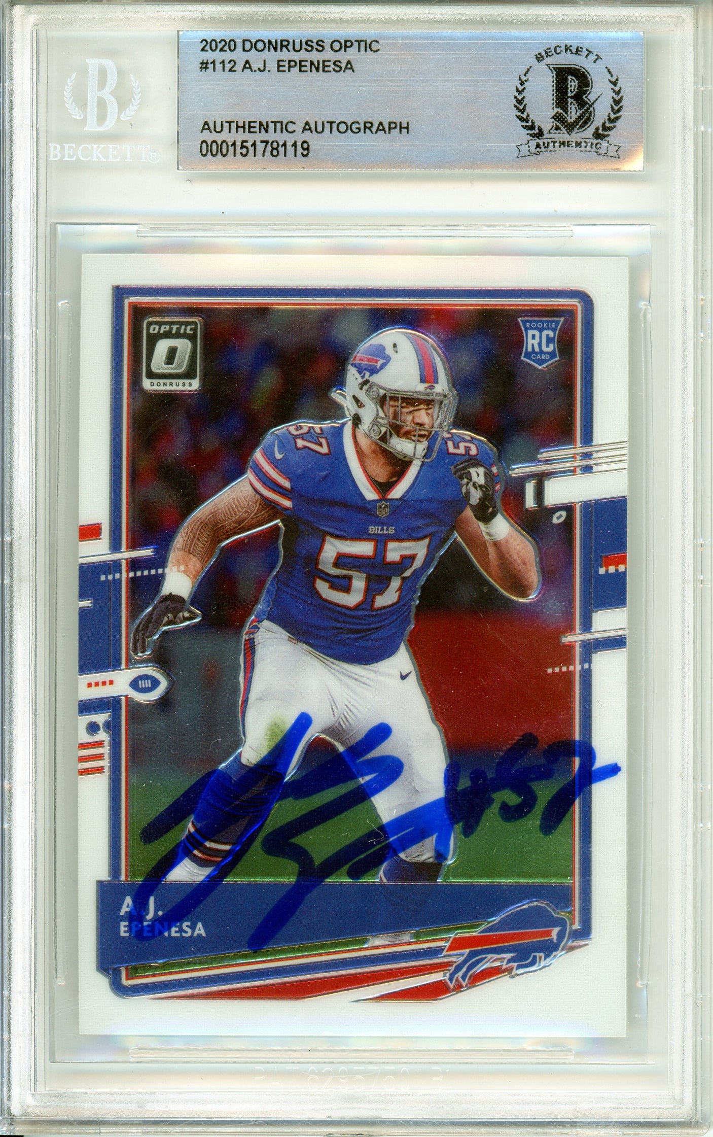 2020 Donruss Optic #112 AJ Epenesa RC Buffalo Bills BGS Autograph 10