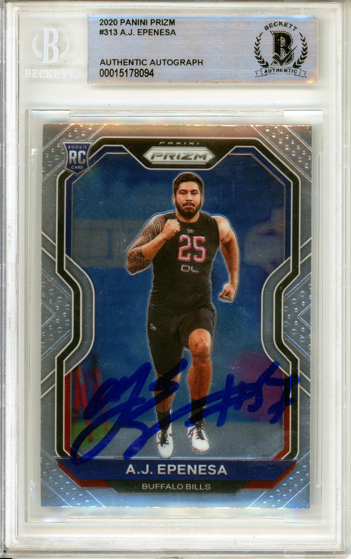 2020 Panini Prizm #313 AJ Epenesa RC Buffalo Bills BGS Autograph 10