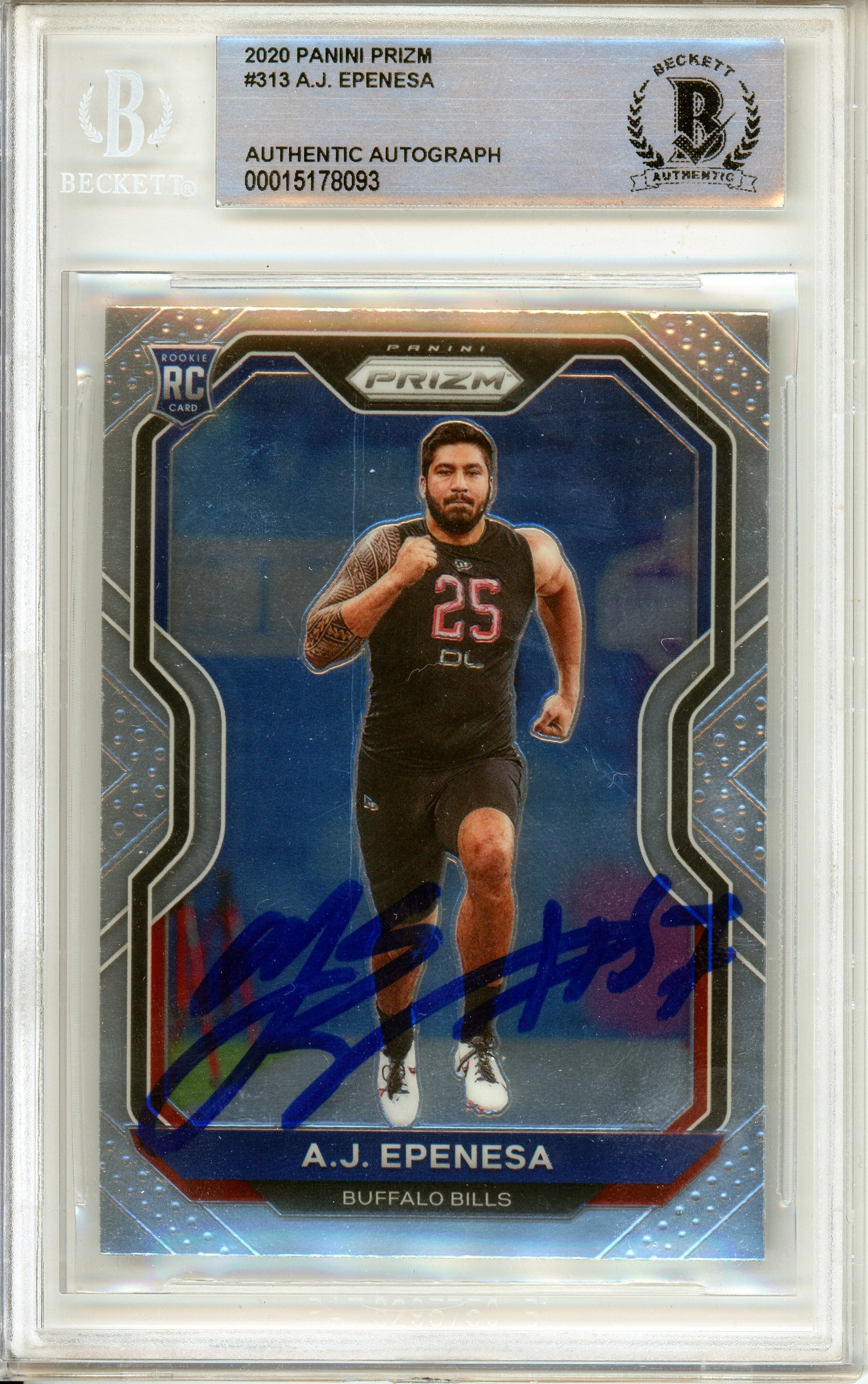2020 Panini Prizm #313 AJ Epenesa RC Buffalo Bills BGS Autograph 10