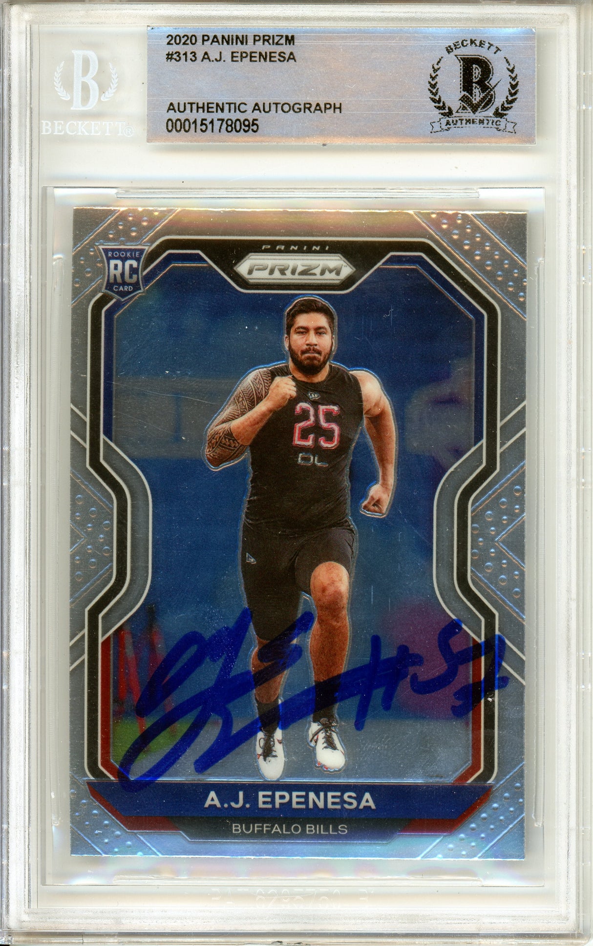 2020 Panini Prizm #313 AJ Epenesa RC Buffalo Bills BGS Autograph 10