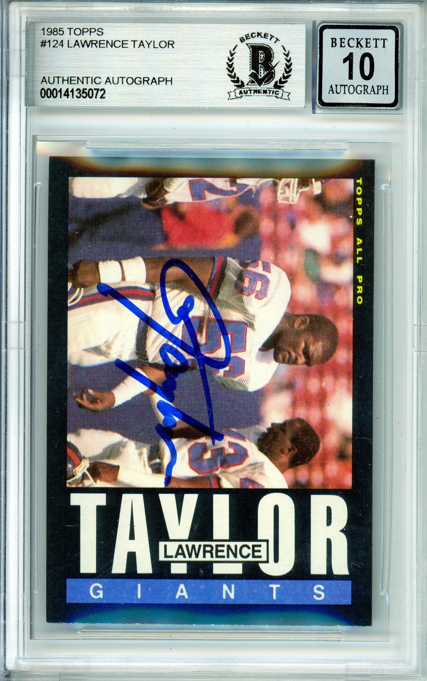 1985 Topps #124 Lawrence Taylor New York Giants BGS Autograph 10