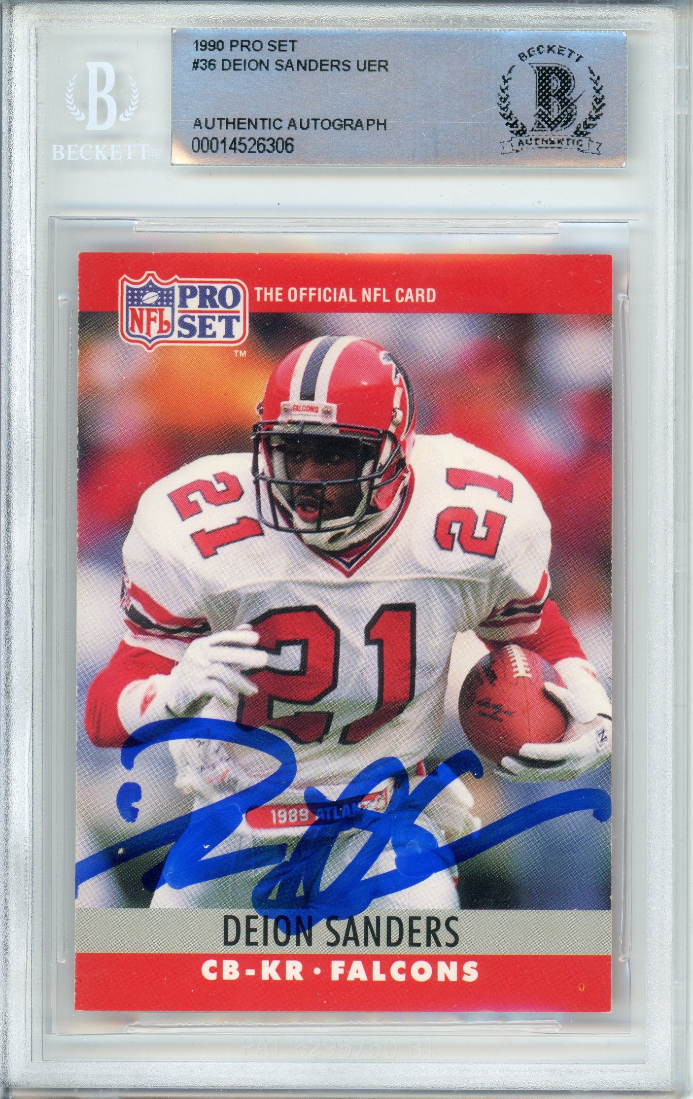 1990 Pro Set #36 Deion Sanders Atlanta Falcons BGS Autograph 10