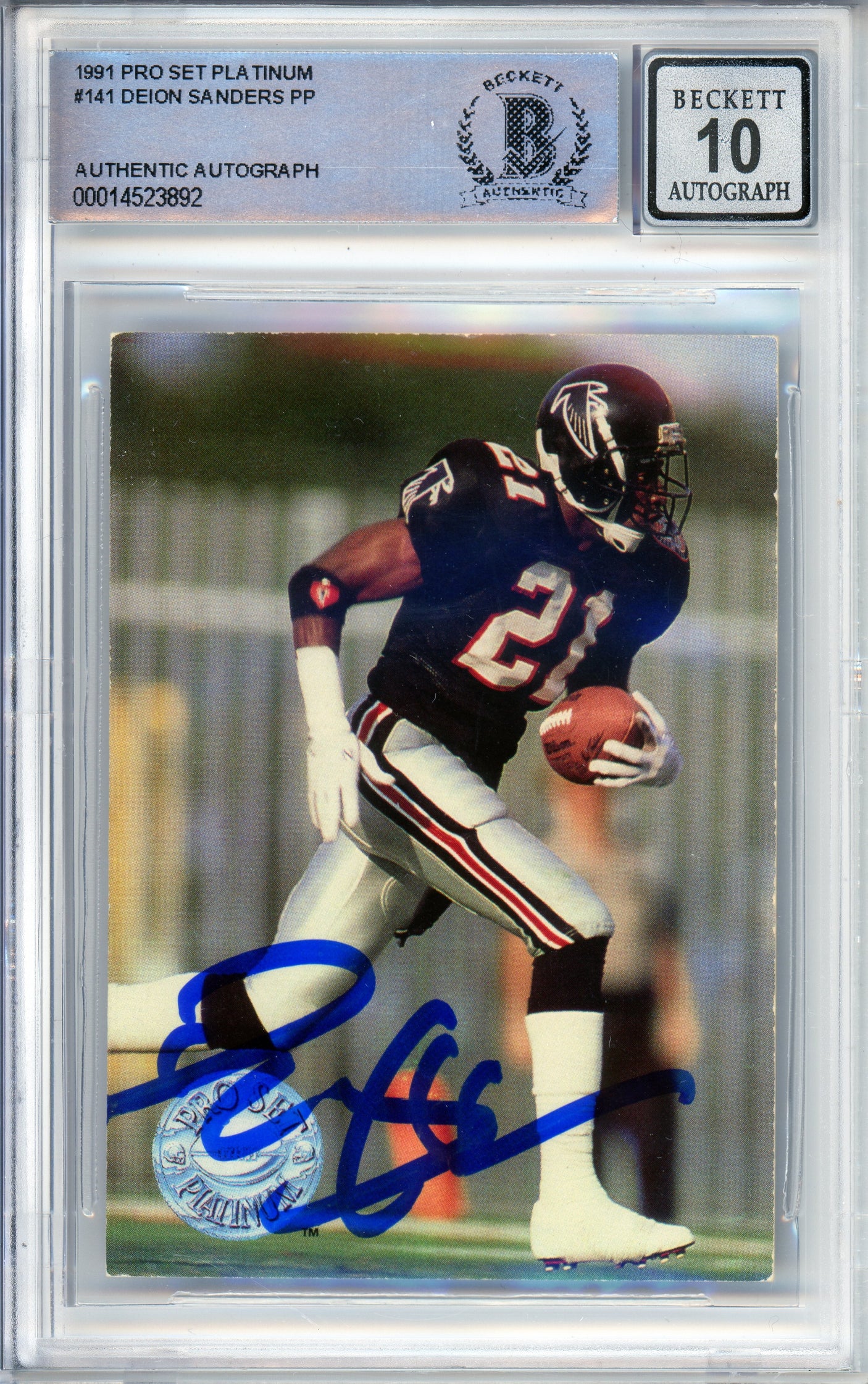 1991 Pro Set Platinum #141 Deion Sanders Platinum Performance Falcons BGS Auto