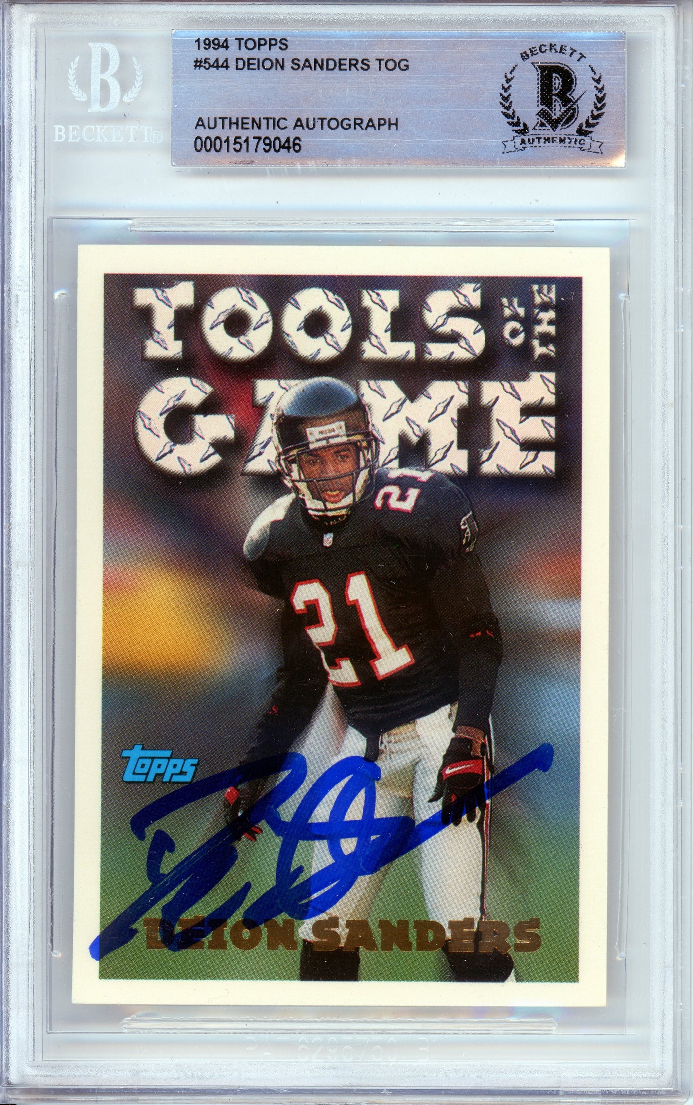 1994 Topps Tools of the Game #544 Deion Sanders Atlanta Falcons BGS Autograph 10