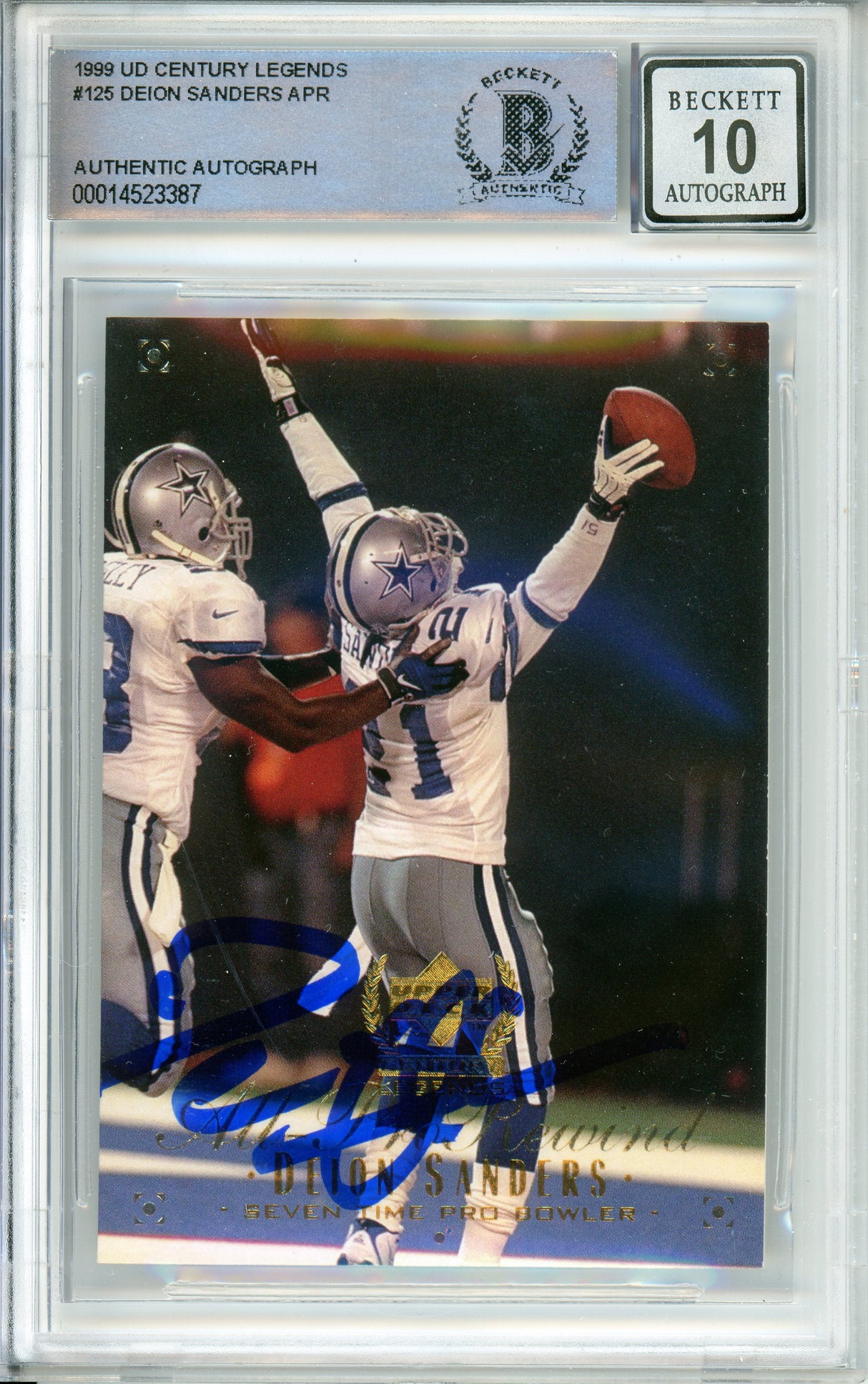 1999 UD Century Legends #125 Deion Sanders Dallas Cowboys BGS Autograph 10