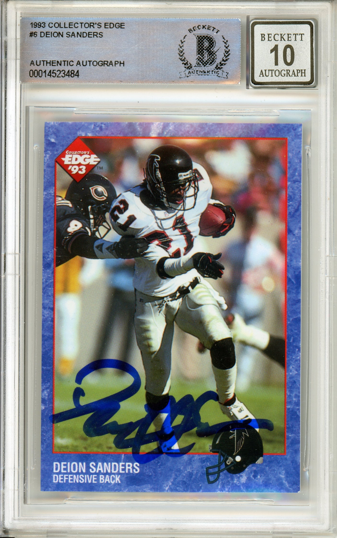 1993 Collector's Edge #6 Deion Sanders Atlanta Falcons BGS Autograph 10