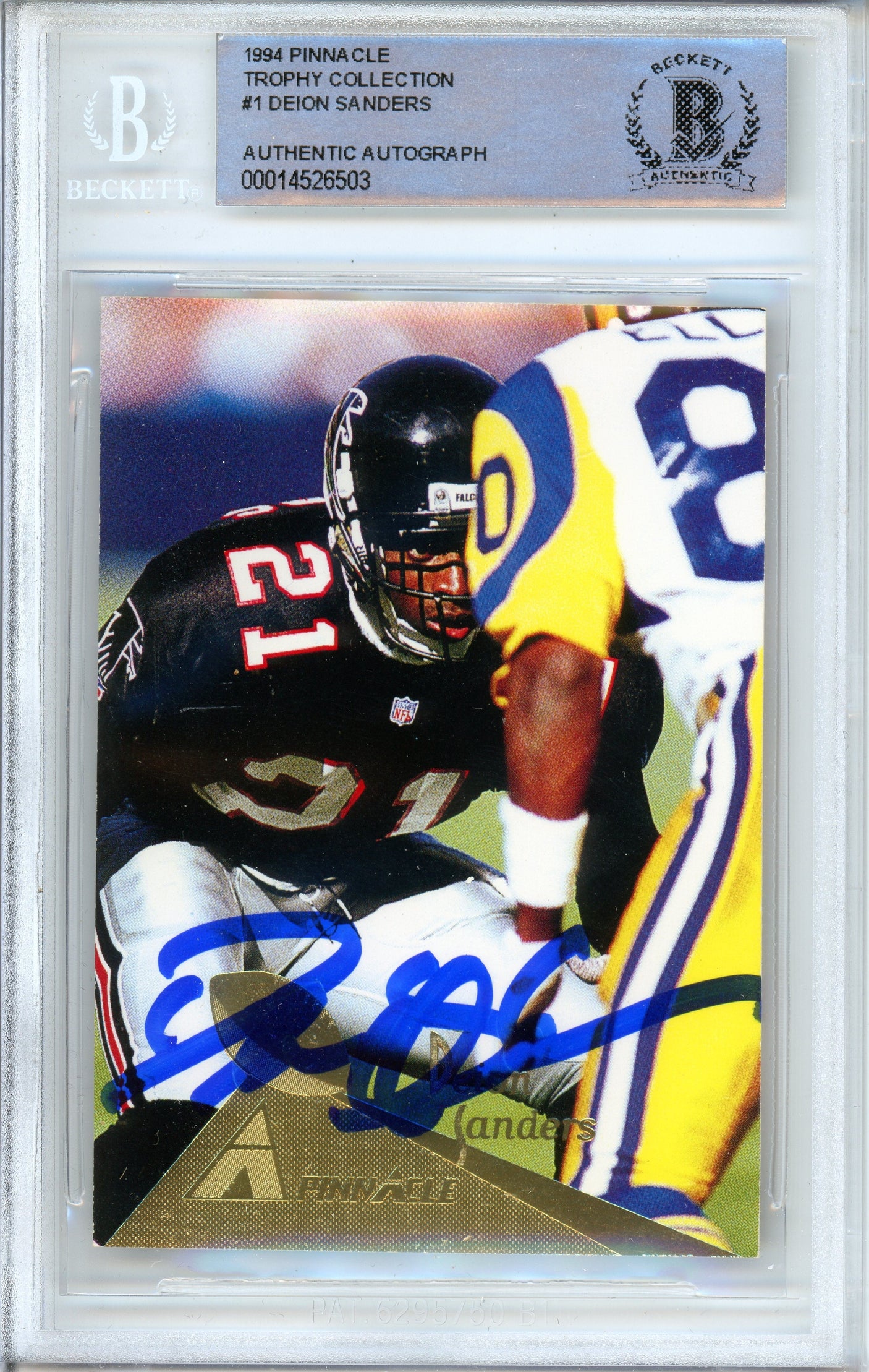 1994 Pinnacle Trophy Collection #1 Deion Sanders Atlanta Falcons BGS Auto 10