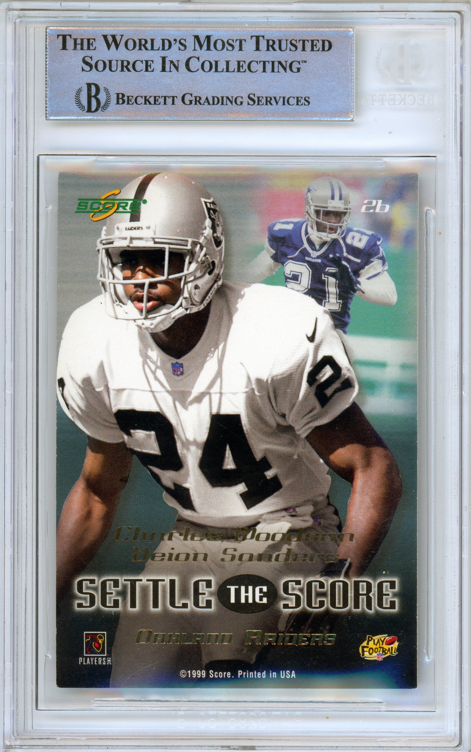 1999 Score Settle The Score #25 Deion Sanders Dallas Cowboys BGS Autograph 10