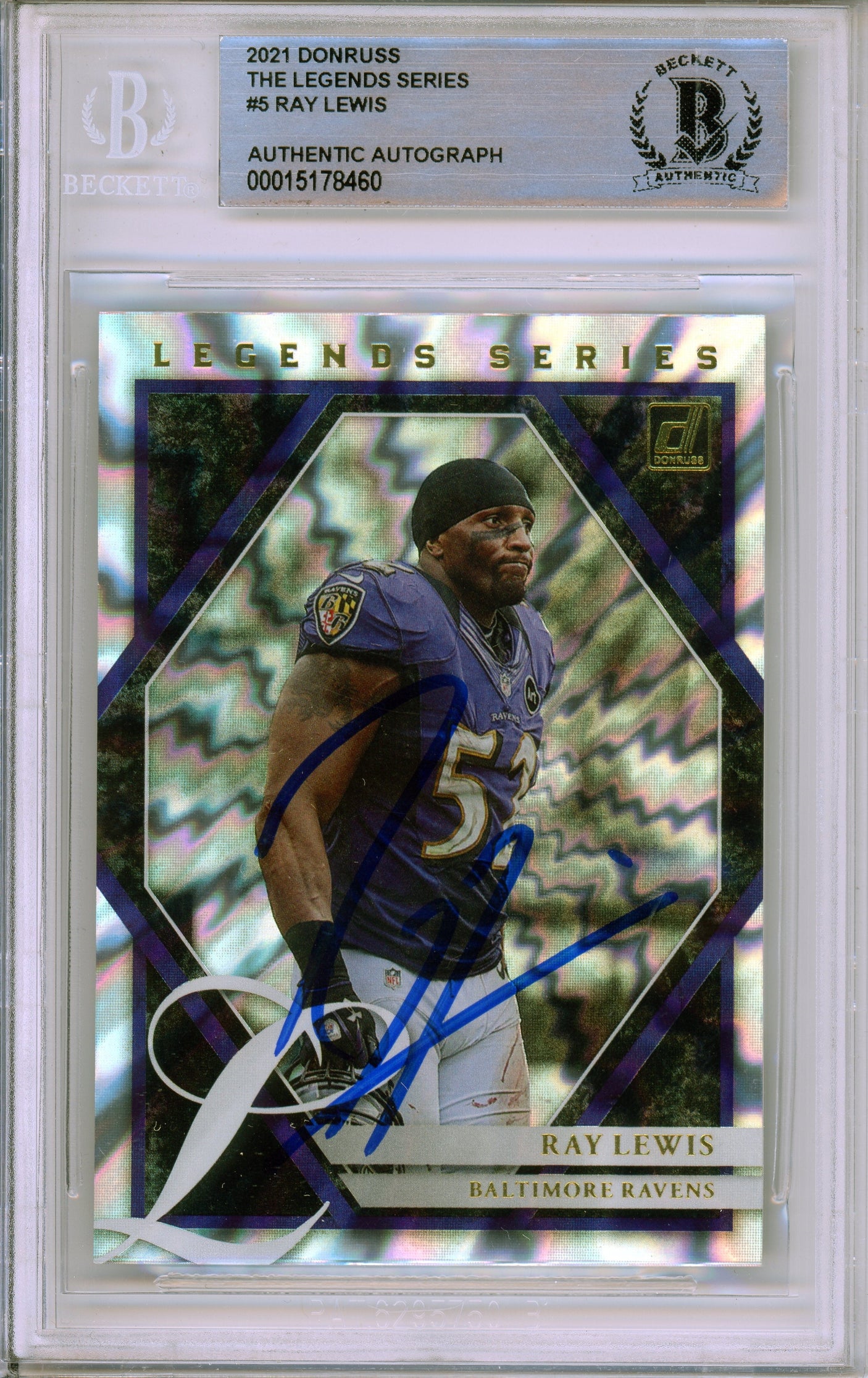 2021 Donruss The Legends Series #5 Ray Lewis Ravens BGS Autograph 10