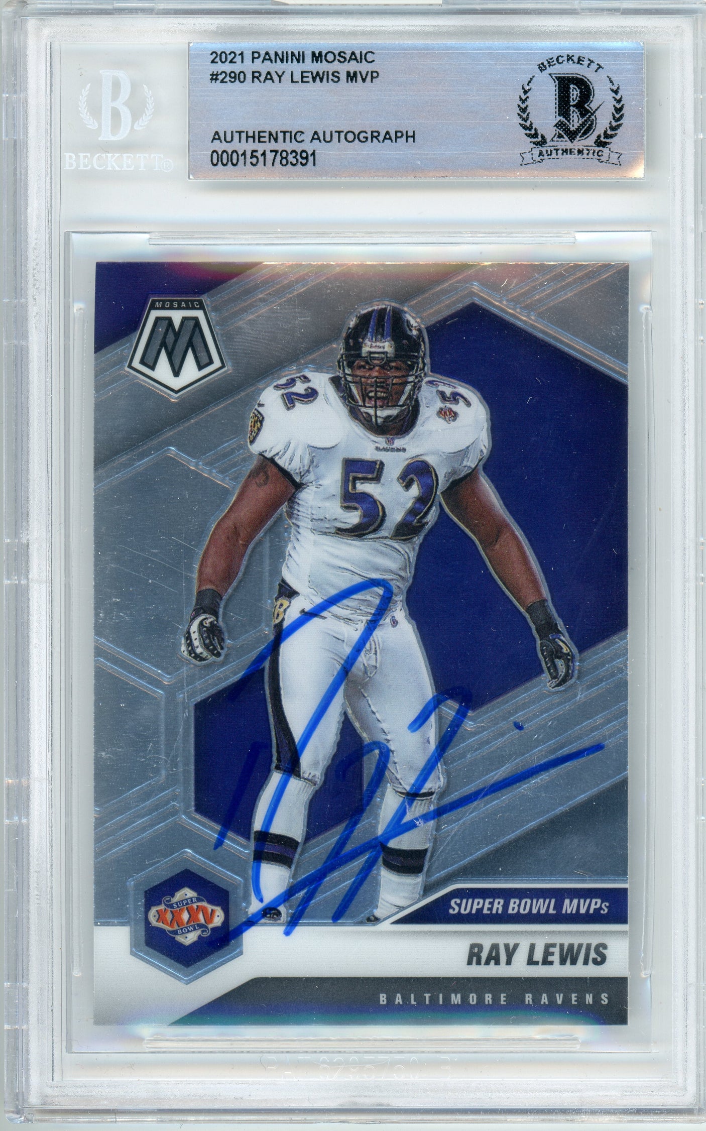 2021 Panini Mosaic MVP #290 Ray Lewis Baltimore Ravens BGS Auto