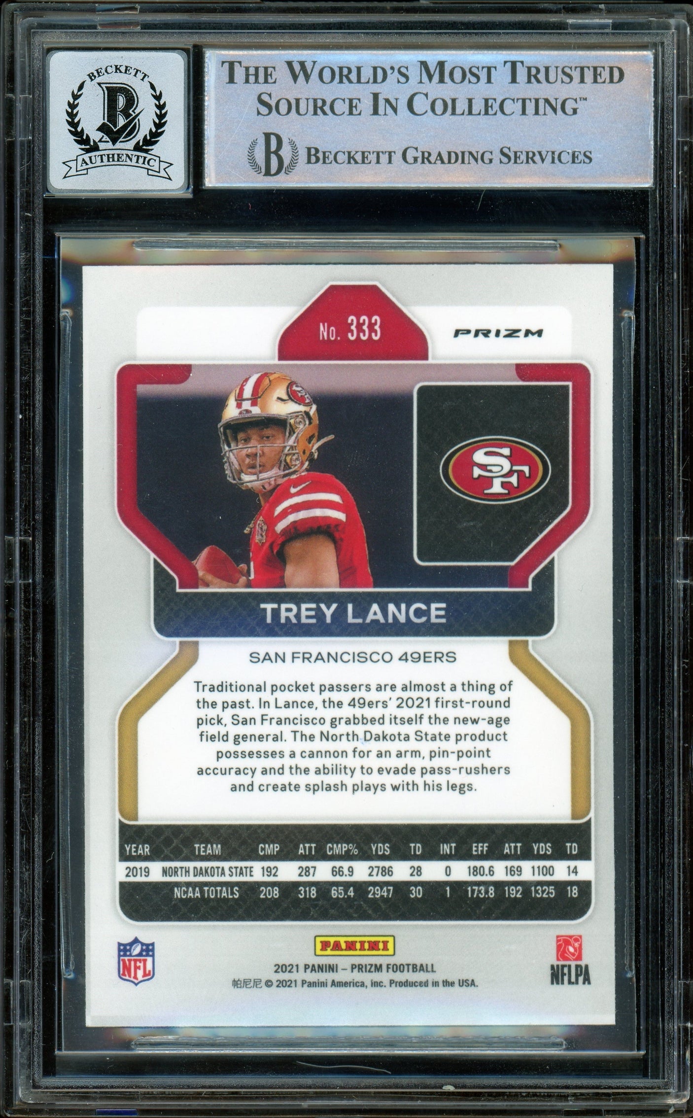 2021 Panini Prizm Silver #333 Trey Lance RC 49ers BGS Autograph 10