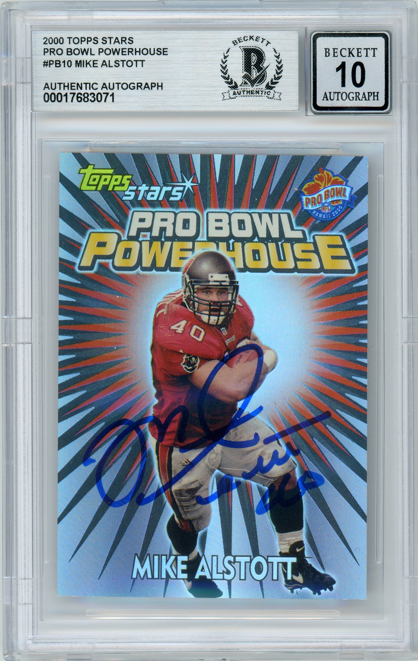 2000 Topps Stars Pro Bowl Power House #PB10 Mike Alstott Bucs BGS Autograph 10