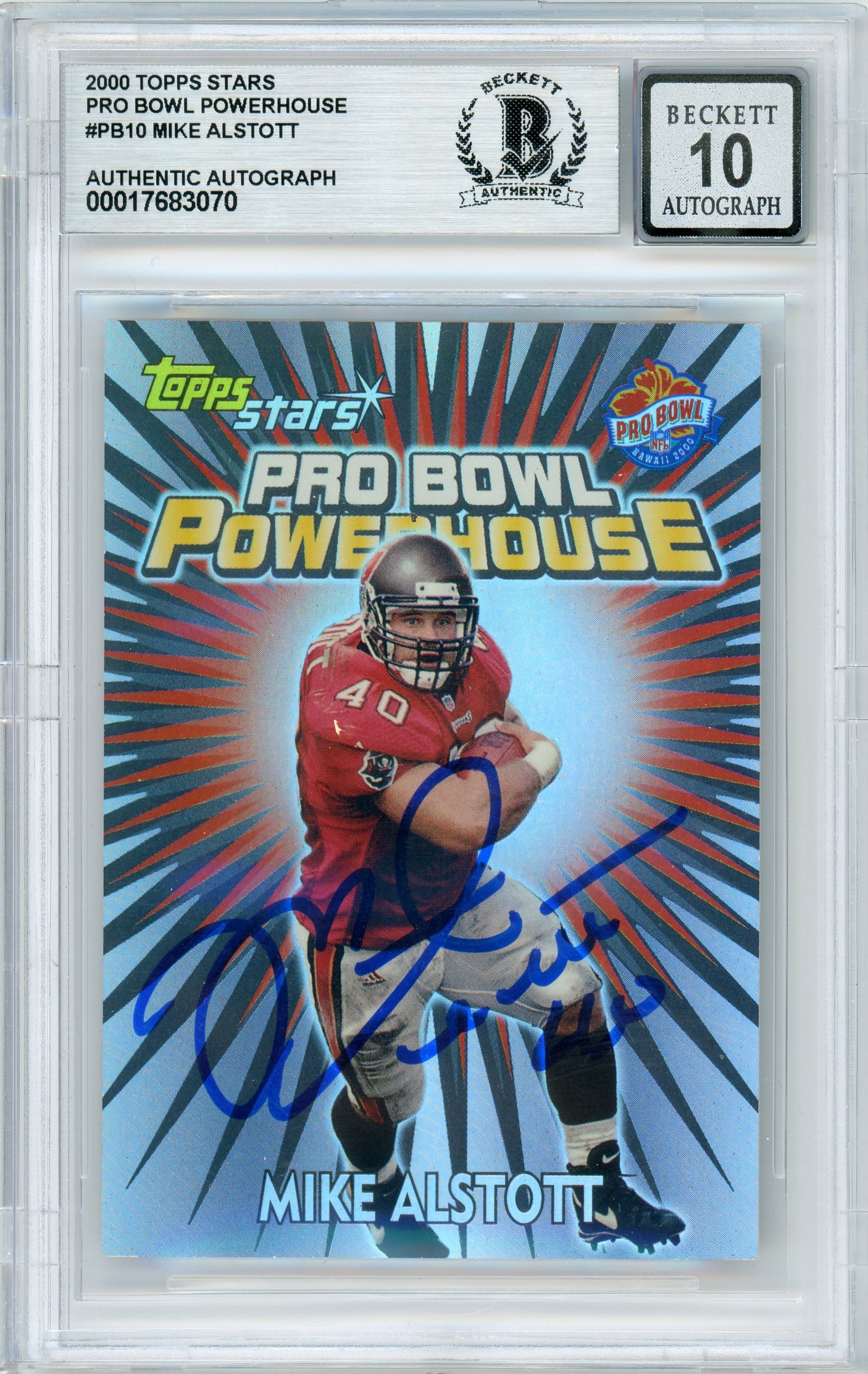 2000 Topps Stars Pro Bowl Power House #PB10 Mike Alstott Bucs BGS Autograph 10