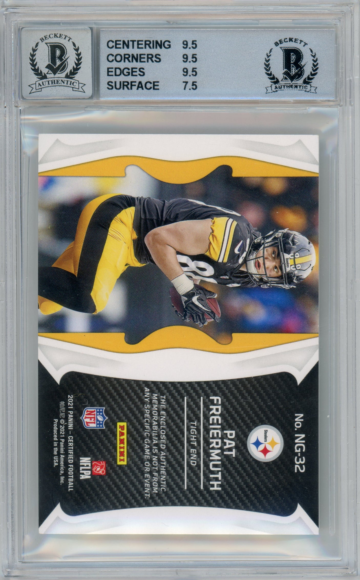 2021 Certified New Generations Jerseys Mirror #32 Pat Freiermuth RC 237/299 BGS 8.5 Auto 10