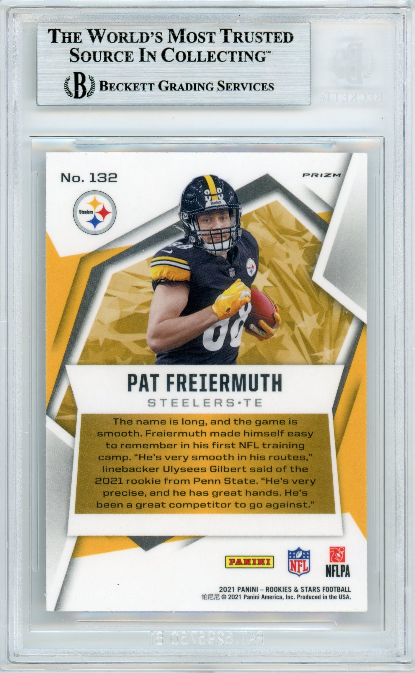 2021 Rookies & Stars Pulsar Prizm #132 Pat Freiermuth RC BGS Autograph