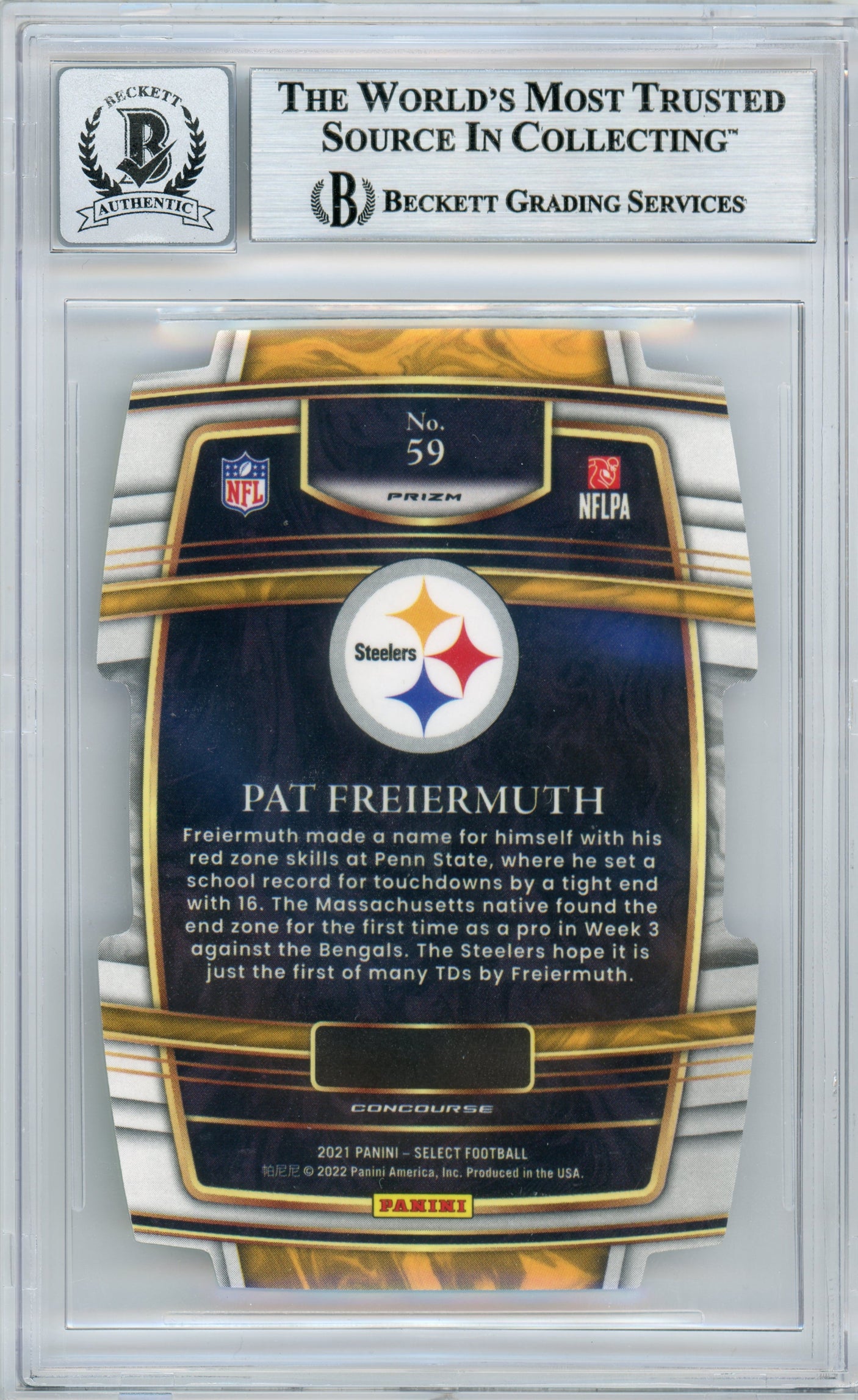2021 Select Prizm Green & Yellow Die Cut #59 Pat Freiermuth RC BGS Auto 10