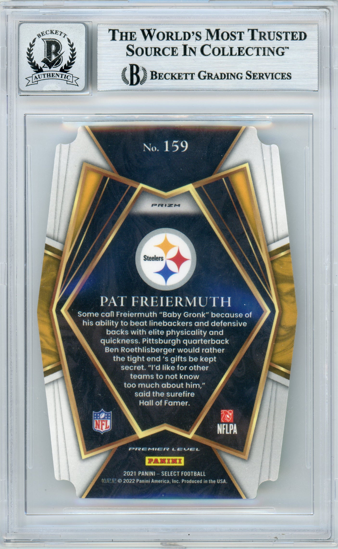 2021 Select Prizm Green & Yellow Die Cut #59 Pat Freiermuth RC BGS Auto 10