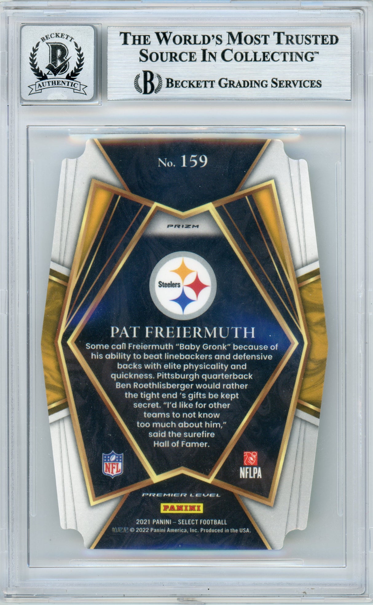 2021 Select Prizm Green & Yellow Die Cut #59 Pat Freiermuth RC BGS Auto 10