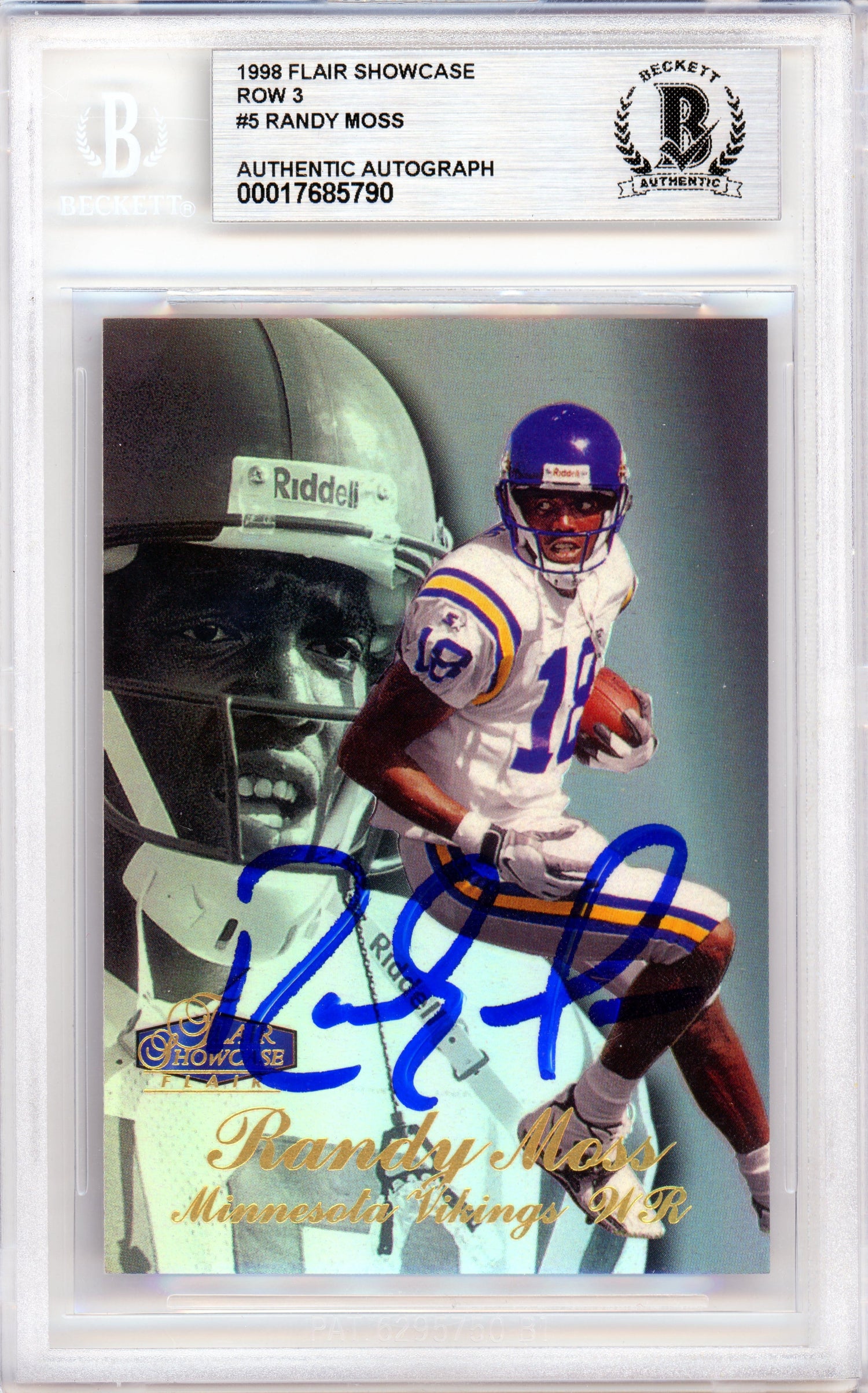 1998 Flair Showcase Row 3 #5 Randy Moss RC Vikings BGS Autograph