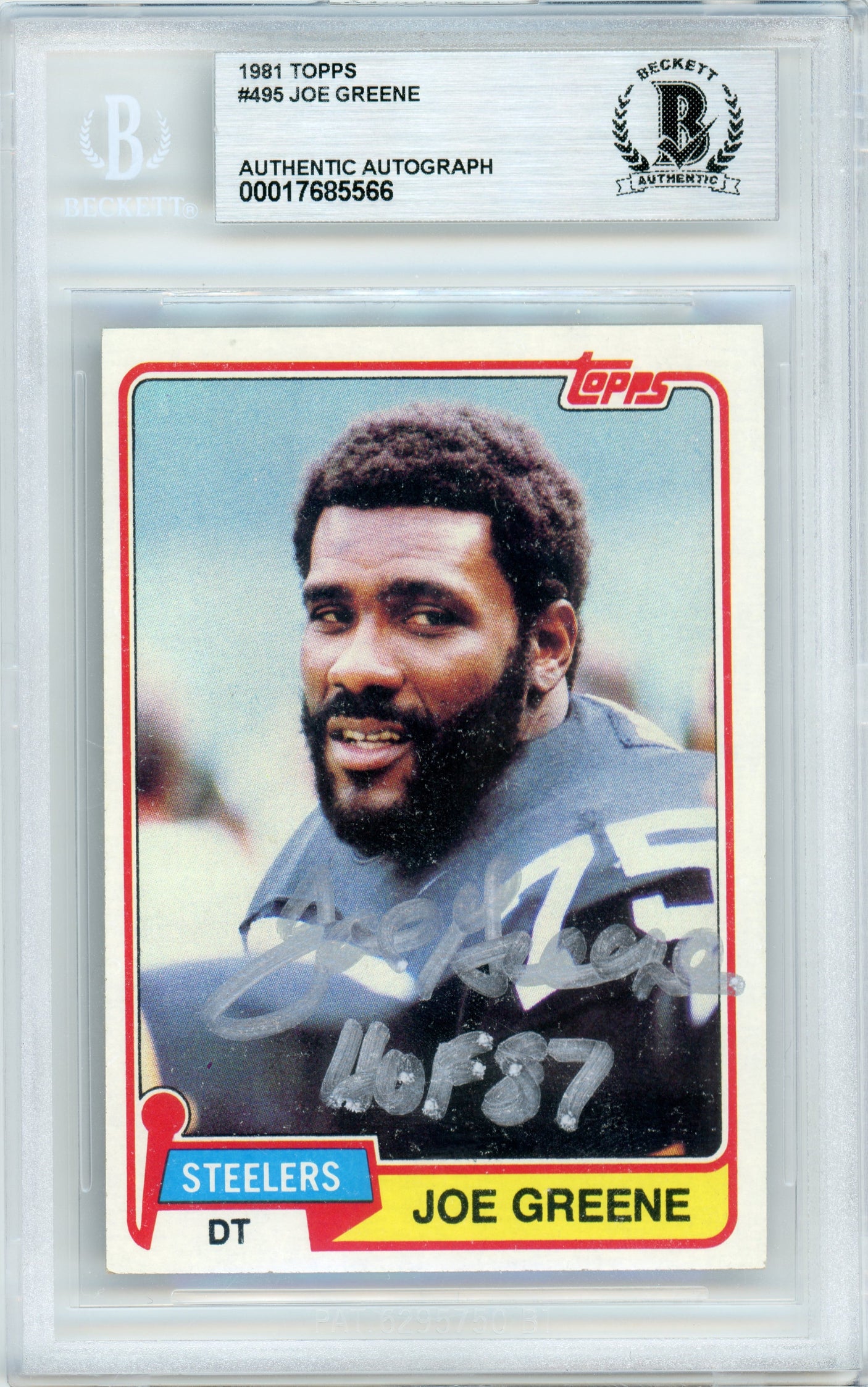 1981 Topps #495 Joe Greene Pittsburgh Steelers BGS Autograph